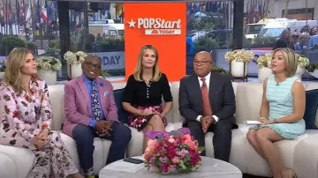 Eliza J Fringe Detail Sleeveless Tweed Dress worn by Dylan Dreyer as seen in Today on April 15, 2025