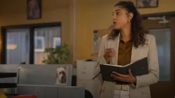 Boss Regular-Fit Jacket in Pinstripe Material with Signature Lining worn by Emily Price (Vella Lovell) as seen in Animal Control (S03E07)