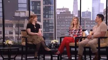 Lela Rose Cotton Reyrosa Toile Lace Hem Falda usada por Bryce Dallas Howard como se vio en VIVO con Kelly y Mark el 11 de abril de 2025