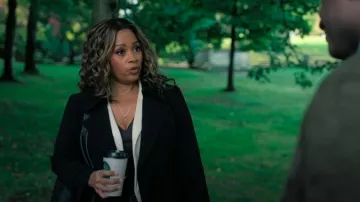 Theory Oaklane Trench worn by Marisa Clark (Maahra Hill) as seen in The Irrational (S02E16)