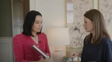 L'Agence Jenni Cardigan worn by Jo Ling Kent as seen in CBS Mornings on April 16, 2025