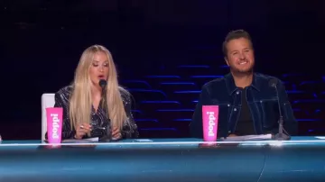 Ferragamo Trucker Jacket worn by Luke Bryan as seen in American Idol (S23E06)
