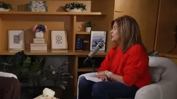 Desigual Exeter Cable Crewneck Sweater worn by Hoda Kotb as seen in Today on April 16, 2025