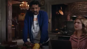 Paul Smith Bomber-Style Zip-Up Sweatshirt worn by Jay Arondekar (Utkarsh Ambudkar) as seen in Ghosts (S04E17)