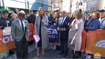 Calvin Klein Wool Wrap Coat worn by Dylan Dreyer as seen in Today on  April 17, 2025