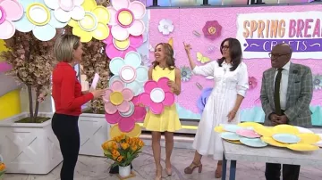 Robe courte évasée sans manches à coutures Isa d'Alice + Olivia portée par Shannon Doherty comme on le voit dans Today le 17 avril 2025