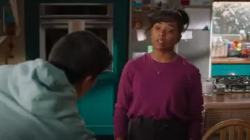 T-shirt ras du cou à manches longues en coton Madewell Whisper porté par Simone Griffith (Alexis Floyd) dans Grey&#39;s Anatomy (S21E13)