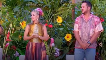 Chemise boutonnée en soie imprimée Etro portée par Luke Bryan comme on le voit dans American Idol (S23E10)