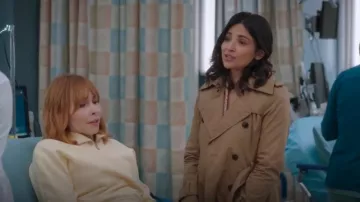 Banana Republic Short Peplum Trench worn by Nora (Floriana Lima) as seen in Grey's Anatomy (S21E13)