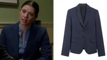 Classic Navy Blue Womens Blazer​ of Violet Mikami (Hanako Greensmith) in Chicago Fire (S13E13)