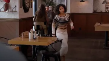 Express Striped Ribbed Long Sleeve Maxi Sweater Dress worn by Mom as seen in All American (S07E11)