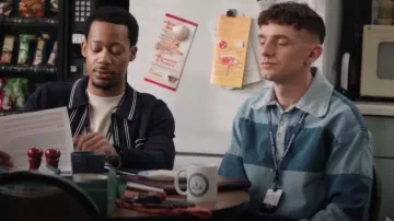 Boohoo Oversized Denim Rugby Shirt worn by Jacob Hill (Chris Perfetti) as seen in Abbott Elementary (S04E22)