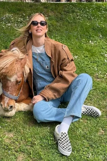 Saint Laurent Oversized Jacket in Lambskin worn by Chiara Ferragni on her Instagram Story on April 13, 2025