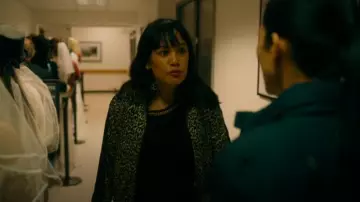 OTD Leopard Track Jacket worn by Fiona De La Rosa (Martha Millan) as seen in The Cleaning Lady (S04E04)