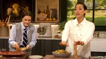 Levis Essential Western Denim Shirt worn by Pilar Valdes as seen in The Drew Barrymore Show on April 18, 2025