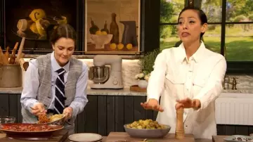 Levis Essential Western Denim Shirt worn by Pilar Valdes as seen in The Drew Barrymore Show on April 18, 2025