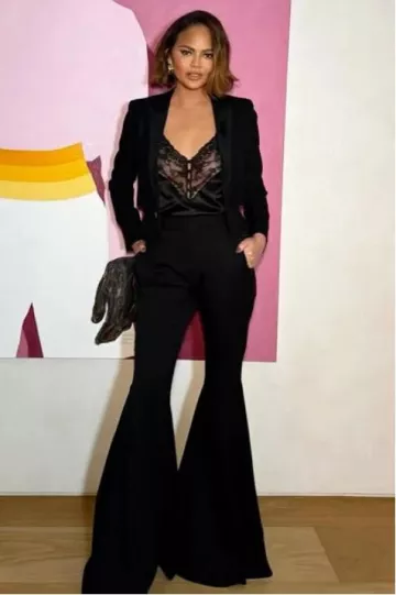 Saint Laurent Cut out Blazer worn by Chrissy Teigen on her Instagram Post on April 11, 2025