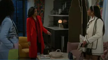 Antonio Melani Kahlani Fringe Scarf Wool Long Sleeve Jacket worn by Samantha Richardson (Najah Jackson) as seen in Beyond the Gates (S01E32)