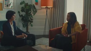 Max Mara Weekend Women's Yellow Gerarda Senape Cardigan worn by Sally Wright (Nikki Amuka-Bird) as seen in I, Jack Wright (S01E01)