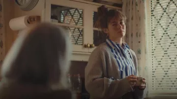 Mango Lightweight Shirt In Blue And White Stripe worn by Emily Wright (Ruby Ashbourne Serkis) as seen in I, Jack Wright (S01E02)