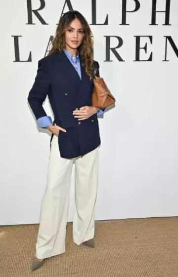 Ralph Lauren Collection Shelden Wool Crepe Jacket worn by Eiza Gonzalez at Ralph Lauren Show post on April 17, 2025