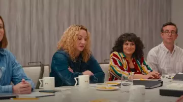 Liz Claiborne Striped Shirt worn by Kayla (Megan Stalter) as seen in Hacks (S04E03)