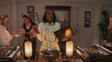Emilia Wickstead Norika Swiss-Dot Textured Shirt Dress worn by Catherine (Aja Naomi King) as seen in Grosse Pointe Garden Society (S01E10)