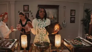 Love Shack Fancy Twain Crop Cardigan In Pistachio worn by Catherine (Aja Naomi King) as seen in Grosse Pointe Garden Society (S01E10)