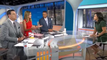 Victoria Beckham Fitted Wool-Blend Sheath Dress worn by Laura Jarrett as seen in Today on April 23, 2025