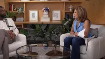 Derek Lam 10 Crosby Theodora Notch Collar Vest in Azure worn by Hoda Kotb as seen in Today on  April 23, 2025