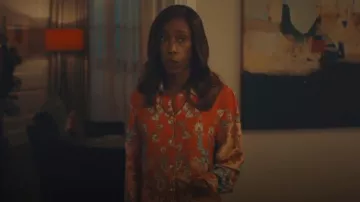 Sandro Paisley-Print Satin Shirt worn by Sally Wright (Nikki Amuka-Bird) as seen in I, Jack Wright (S01E04)