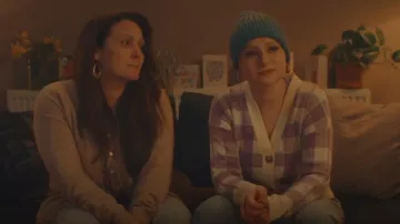 Cyrus Purple Plaid Cardigan worn by DC Katie Jones (Liz Kingsman) as seen in I, Jack Wright (S01E04)