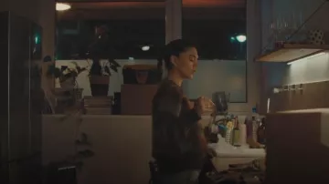 Allsaints Volka Abstract Print Brushed Cardigan worn by Bella (Sabrina Bartlett) as seen in I, Jack Wright (S01E04)