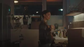 Allsaints Volka Abstract Print Brushed Cardigan worn by Bella (Sabrina Bartlett) as seen in I, Jack Wright (S01E04)