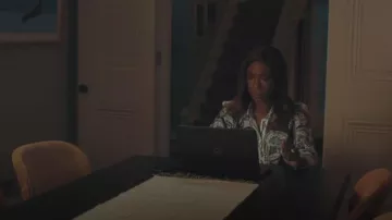Sandro Patterned Silk Shirt worn by Sally Wright (Nikki Amuka-Bird) as seen in I, Jack Wright (S01E04)