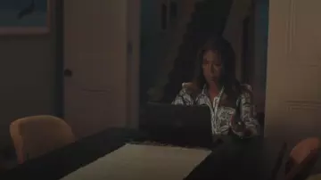 Sandro Patterned Silk Shirt worn by Sally Wright (Nikki Amuka-Bird) as seen in I, Jack Wright (S01E04)