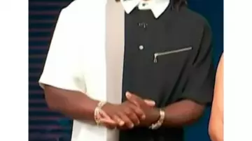 Colorblock Shirt worn by Scott Evans as seen in Access Hollywood