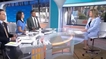 J. Crew Pantalon marin en lin mélangé porté par Christine Romans comme on le voit dans Today le 28 avril 2025