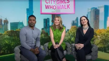 Chiara Boni La Petite Robe Satin Lapel Peplum Jumpsuit worn by Donna Farizan as seen in Today with Jenna & Friends on April 28, 2025