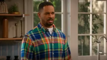 Polo Ralph Lauren Classic Fit Plaid Brushed Flannel Long Sleeve Woven Shirt worn by Junior (Damon Wayans Jr.) as seen in Poppa's House (S01E18)