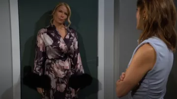 Christine Lingerie After Dark Floral-Print Charmeuse Robe worn by Brooke Logan (Katherine Kelly Lang) as seen in The Bold and the Beautiful on April 24, 2025