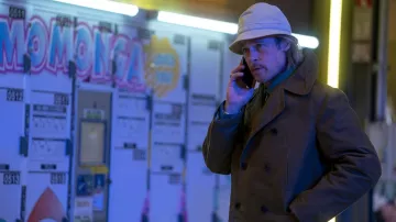 Brown Trench Coat worn by Ladybug (Brad Pitt) as seen in Bullet Train