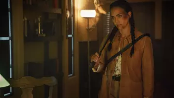 Trigger Warning Wardrobe: Jessica Alba is wearing Leather Coat to play Parker in the movie