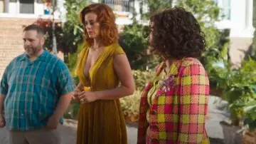 Mac Duggal Pleated Midi Dress worn by Amber Gemstone (Cassidy Freeman) as seen in The Righteous Gemstones (S04E08)