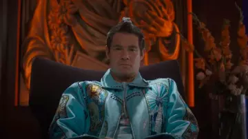 Who Decides War Men's Eternity Leather Jacket worn by Kelvin Gemstone (Adam DeVine) as seen in The Righteous Gemstones (S04E08)