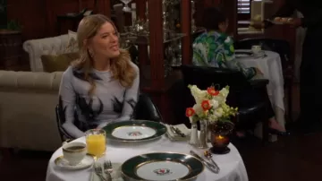 Herve Leger Cutout Jacquard-Knit Maxi Dress worn by Phyllis Summers ( Michelle Stafford) as seen in The Young and the Restless on April 14, 2025