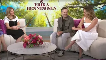 Veronica Beard Fellini Jacquard A-Line Midi-Skirt worn by Erika Henningsen as seen in Today with Jenna & Friends on April 29, 2025