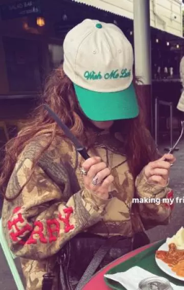 Cherry La Mossy Oak Thermal Lined Hoodie worn by Dixie D'Amelio at Gabriela Moura's Instagram Story on April 23, 2025