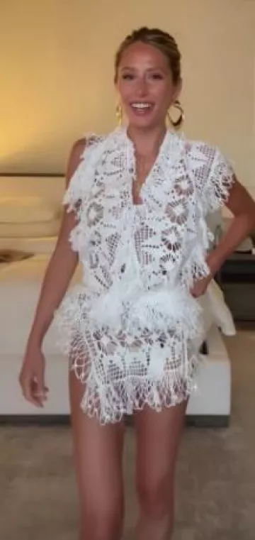 Diotima Ames Crochet Mini Skirt worn by Alix Earle on her Tiktok on April 23, 2025