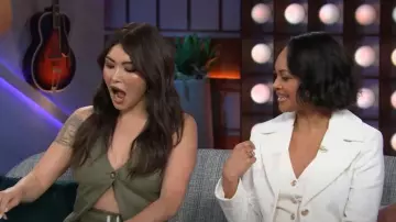 Lisou Bianca Ivory Tailored Corduroy Jacket worn by Cynthia Addai-Robinson as seen in The Kelly Clarkson Show on April 25, 2025